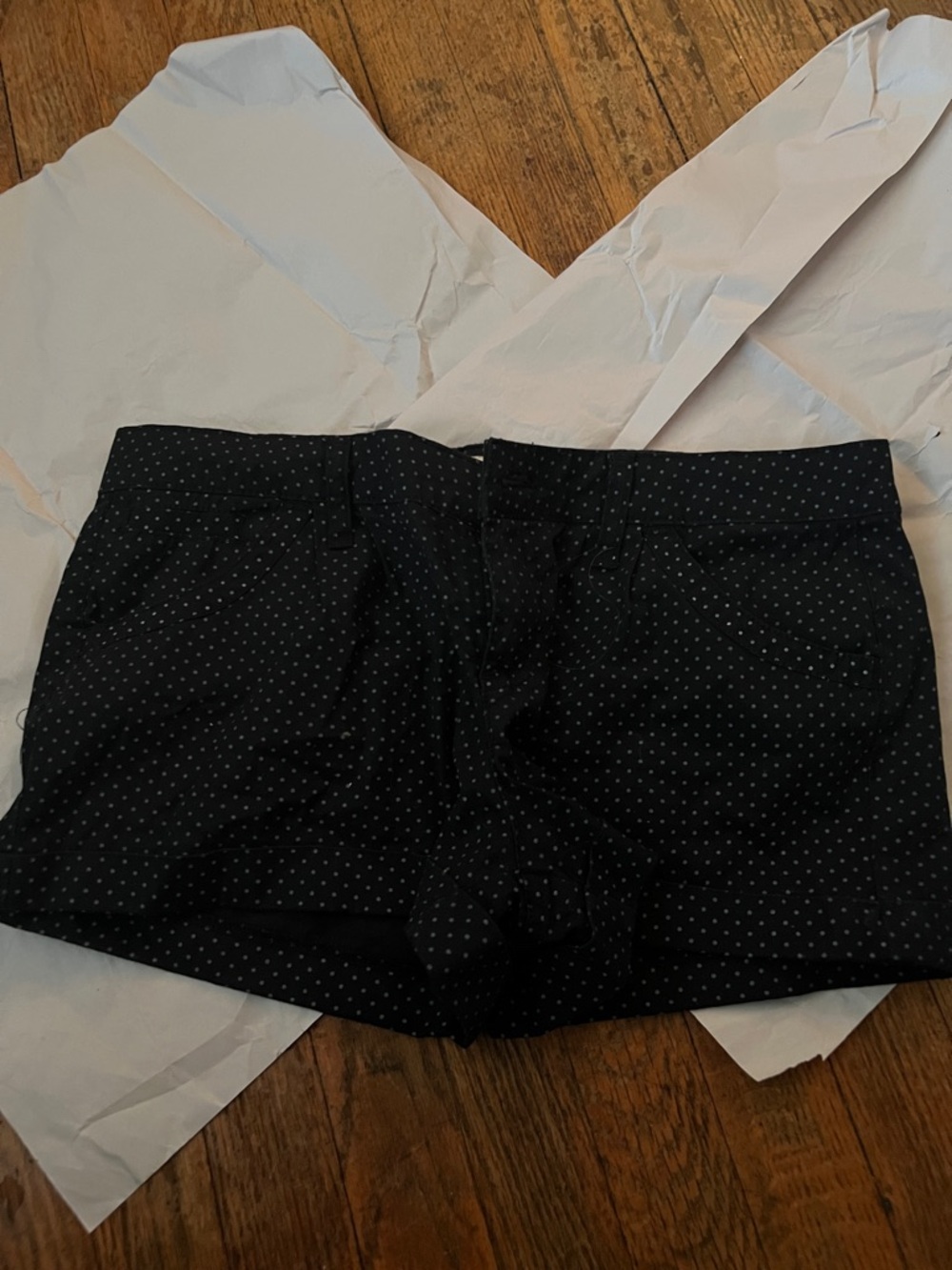 Black Polka Dot Cotton-Look Mini Shorts